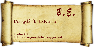 Benyák Edvina névjegykártya